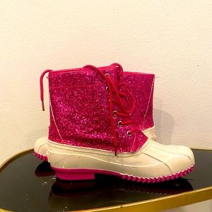 Size 8 pink glitter rain boots